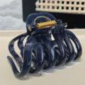 Large navy blue hair claw clip for women, glossy resin hair accessory with strong metal spring. - Pumpkin-9.5cm Double Spring / Translucent Grey Blue
