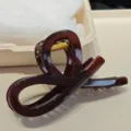 Chocolate brown hair claw clip, elegant shark clip variant for women daily hair styling. - Right Letter-11cm Double Spring / Pebbled Coffee
