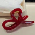 Red translucent artistic hair claw clip for women, elegant large shark clip for styling. - Right Letter-11cm Double Spring / Transparent Red
