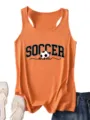 Casual orange soccer mom sleeveless tank top for women, comfortable daily sportswear. - Orange