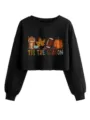 Sweatshirt court noir décontracté avec imprimé graphique de citrouille d'automne, haut. - S / Noir