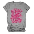 Grijs dames t-shirt met korte mouwen en stijlvolle letter en gitaar grafische print top. - S / Tops / donkergrijs