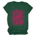 Women casual short sleeve graphic t-shirt with funny letter print and cute vintage style. - S / Tops / Vintage Green