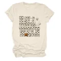 Women Halloween T-Shirt Cute Ghost Pumpkin Graphic Short Sleeve Casual Crewneck Tee Top - S / Tops / Sand