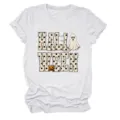 Women Halloween Ghost Pumpkin Print Crewneck Short Sleeve T-Shirt Casual Cute Tee Top - S / Tops / White