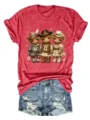 Maglietta a maniche corte da donna con stampa di mucca occidentale cotone rosso top - Taglia S / Top (3818) / Rosso