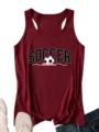 Women Soccer Mom Tank Top Casual Sleeveless Maroon Athletic Sports Racerback Shirt - Burgundy