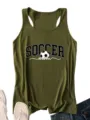 Women's Casual Sleeveless Soccer Mom Tank Top Green Summer Scoop Neck Cotton Vest - Olive Green