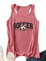 Pink soccer mom print racerback tank top detail, casual sleeveless summer apparel design. - Rose Gold