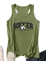 Women green soccer mom tank top casual sleeveless summer top gym workout shirt - Army Green