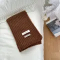 Children winter warm brown knitted scarf cute soft baby neck warmer stylish daily wear - Double Label Solid Color - Coffee