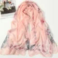 Women spring summer floral print chiffon sun protection scarf shawl beach wrap elegant - Rose Snow Bud