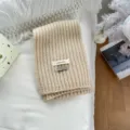 Kinder Winter Strickschal weich warm süße Wolle Halswärmer mit Stoffetikett Alltag - Doppelter Label Einfarbig - Offwhite