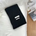 Schwarzer gestrickter Kinderschals gemütlicher Winter warmer weicher Wollkragen modisch stil - Doppelter Label Einfarbig - Schwarz