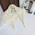 Gehäkelte spitze dreieckiges tuch vintage ästhetischer schal elegante spitzen halstuch - Rosenform / Beige Rose