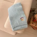 Cozy light blue knit winter scarf for kids with cute embroidered puppy design and soft warm fabric - Scarf / Sky Blue