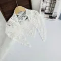 White lace triangular scarf hollow knit shawl versatile small kerchief for women daily wear - Five-Petal Flower White