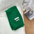 Green knit kids scarf winter warm soft cute children stylish woolen neck warmer. - Double Label Solid Color - Green