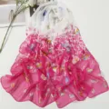 Frühling Sommer Chiffon Sonnenschutz gedruckt Seidenschal Frauen Schal Strandtuch Mode vielseitig - Schmetterling Rosenrot
