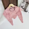 Pink crochet lace hollow triangle scarf women hollow knit shawl elegant fashion cute accessory - Paisley Pink