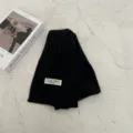 Kids winter knitted scarf black ribbed neck warmer cute woven label warm toddler winter fashion apparel - Single Label Solid Color - Black
