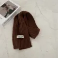 Kids brown knitted winter neck warmer scarf for children soft cozy solid color fashion stylish casual - Single Label Solid Color - Coffee