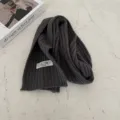 Kids knitted scarf winter warm soft cute wool neck warmer baby fashion versatile scarf - Single Label Solid Color - Dark Gray