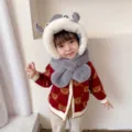Simpatico cappello invernale peluche per neonati sciarpa integrata caldo protezione - Aragosta Grigia