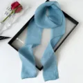 Solid color long silk scarf lightweight elegant ribbon headband hair accessory for women - Lake Blue