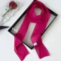 Summer thin solid color long silk scarf women ribbon elegant hair band bag accessory detail. - Rose Red