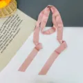 Pink solid color skinny silk scarf for handbag handle, hair ribbon, elegant satin neckerchief accessory. - Dusky Pink