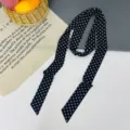 Sciarpa twilly lunga a pois neri e bianchi nastro per capelli foulard versatile - Pois Piccoli Nero