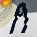 Sciarpa a nastro lungo a pois cravatta moda accessorio versatile vista dettagliata - Stella Puntini Nero