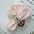 Bufanda de invierno de felpa para niños lindo conejo cachorro rosa cálido y suave - Cuello Perro Conejo-Rosa