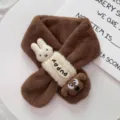Bufanda de felpa cálida de invierno para niños con lindo conejo y perro, gruesa y acogedora. - Cuello Perro Conejo-Marrón Oscuro