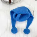 Kinder blau gestrickter Winterschal mit Bommeln warmer Halswärmer Baby Winter Accessoire - Royalblau