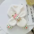 Kids plush winter scarf soft cute white faux rabbit fur warm neckerchief for baby girls - Prancing Rabbit Claw / White