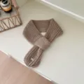 Children knitted winter warm scarf stylish casual solid color cozy neck wrap apparel - Knitted Scarf / Khaki