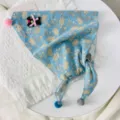 Kids floral triangle scarf autumn winter cotton linen baby saliva towel cute bib decoration. - Floral Blue