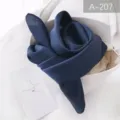 Dark blue solid silk scarf elegant neckerchief versatile hair band for women spring autumn - Navy Blue