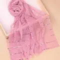 Pink sequin glitter scarf for women, elegant long shawl and headscarf for autumn and winter. - Pink Purple