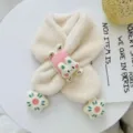Kinder Winter warmer Plüsch Schal, süßer Cartoon Hase Patch weicher Plüsch Kinder Halstuch - Hockendes Kaninchen / Beige