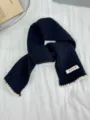 Children black knitted scarf with white trim cute winter warm neck warmer cozy kids scarf - Twist Border Black