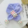 Kids winter plush faux fur scarf cute cartoon rabbit neckerchief warm purple toddler scarf - Prancing Rabbit Claw / Purple