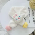 Kids winter plush cartoon bunny cross scarf warm toddler neck cover in white cute style - Star Rabbit / White