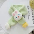 Cute cartoon rabbit plush kids scarf winter warm cross neck warmer for boys and girls baby - Star Rabbit / Green