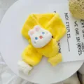 Yellow Kids Plush Scarf Cute Rabbit Design Winter Warm Cross Neck Warmer for Girls - Star Rabbit / Yellow