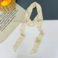 Sciarpa skinny a pois beige nastro lungo elegante cravatta fascia elegante accessorio chic - Stella Puntini Stropicciato
