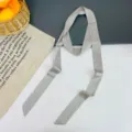 Solid color thin long silk scarf for bag handle or hair ribbon, elegant satin neckerchief accessory. - Light Gray