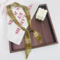 Retro plaid scarf necklace for women, vintage neck ribbon with chic buckle, versatile fashion item. - Algae Green Plaid